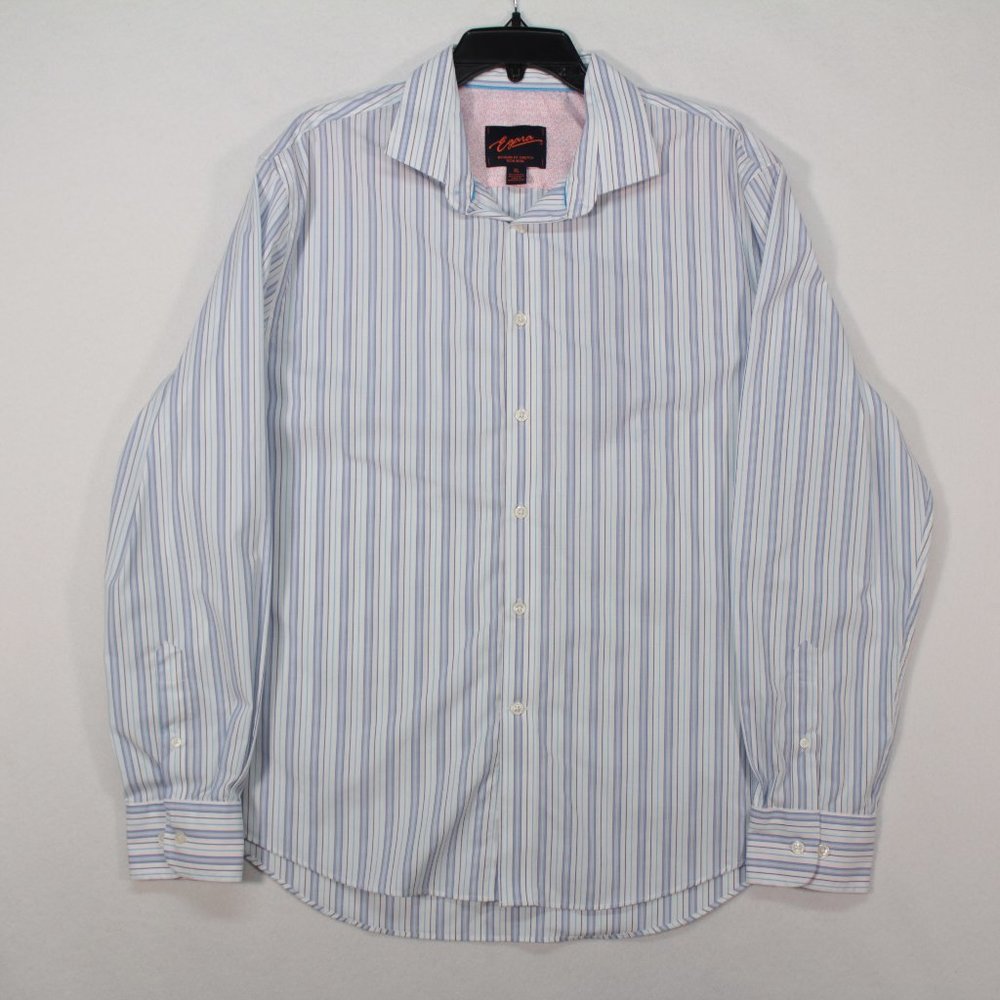 Egara Shirt Men's XL Multicolor Long Sleeve Striped Modern Fit Stretch Non Iron